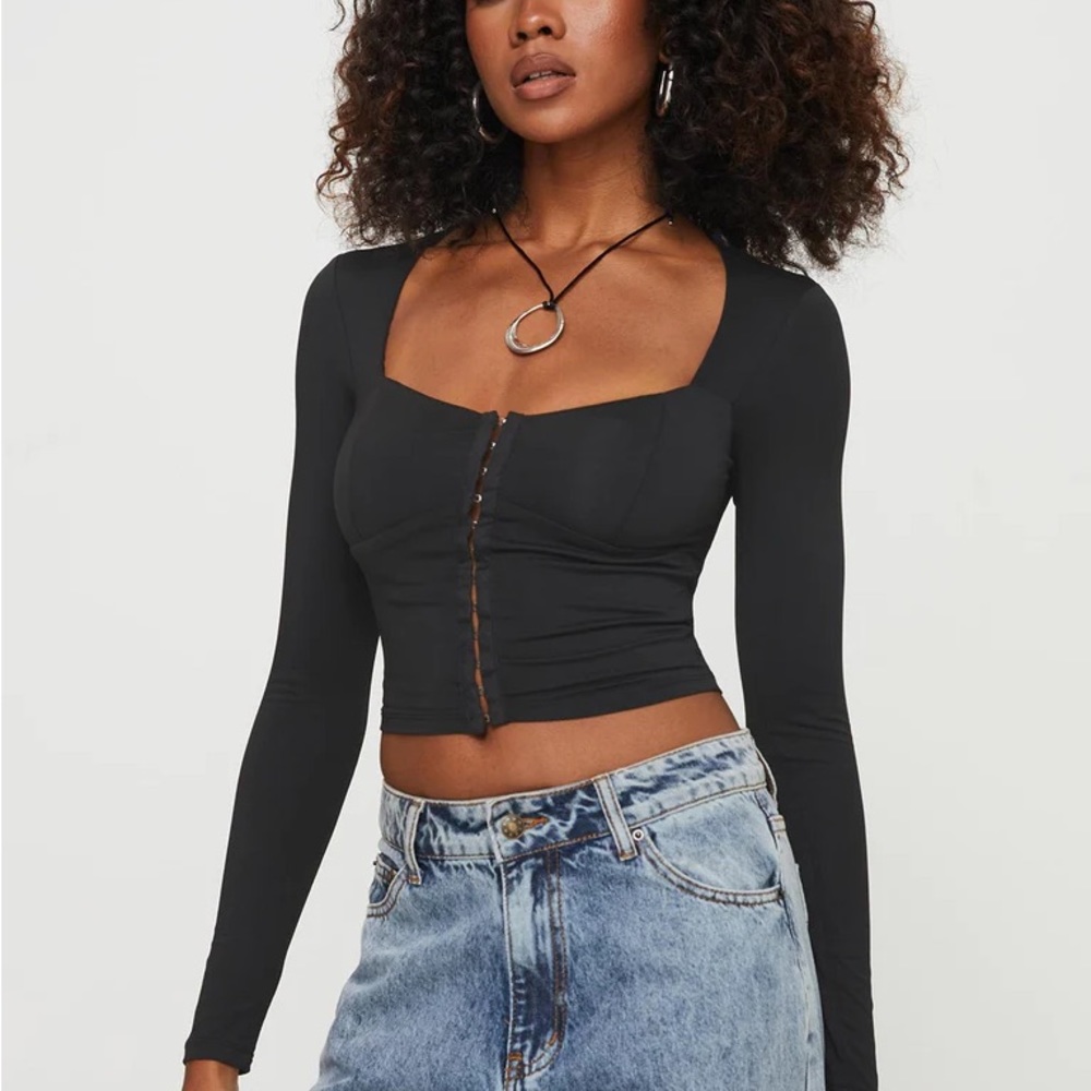 Princess Polly Torrado Black Long Sleeve Top